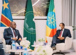 ጠቅላይ ሚኒስትር ዐቢይ አሕመድ ከዴሞክራቲክ ሪፐብሊክ ኮንጎ ፕሬዝዳንት ፌሊክስ ሲሼኬዲ ጋር ተወያዩ።