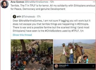 “የትህነግ ጁንታ ቡድን ህፃናትን ለሽብር ተግባር ከፊት ማሰለፉ አሳዛኝ ድርጊት ነው” አና ጎሜዝ