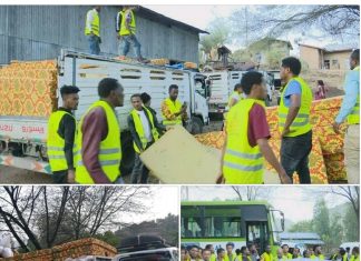 በአዲስ አበባ ከተማ የአማራ ወጣቶች ማኅበር በአጣዬ እና አካባቢው ለተፈናቀሉ ወገኖች ድጋፍ አደረጉ፡፡