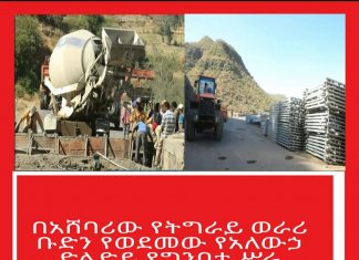በአሸባሪው ትህነግ የወደመው የአለውሃ ድልድይ የግንባታ ሥራ ተጀመረ።