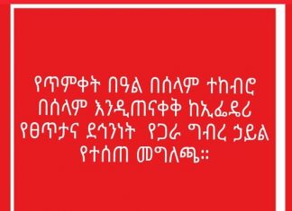የጥምቀት በዓል በሰላም ተከብሮ በሰላም እንዲጠናቀቅ ከኢፌዴሪ የፀጥታና ደኅንነት የጋራ ግብረ ኃይል የተሰጠ መግለጫ።
