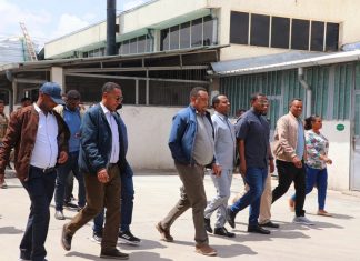 ከፍተኛ የሥራ ኀላፊዎች በሰሜን ሸዋ ዞን አንጎለላ እና ጠራ ወረዳ በመገኘት የአምራች ፋብሪካዎችን የሥራ እንቅስቃሴ ተመለከቱ፡፡