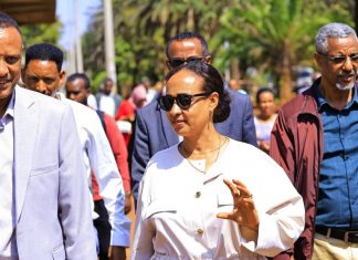 የአማራ ክልል ምክር ቤት አባላት የባሕር ዳር ከተማ የኮሪደር ልማትን የሥራ እንቅስቃሴ እየተመለከቱ ነው።