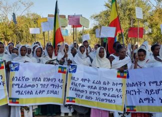 በገንዳ ውኃ ከተማ መንግሥት የሕዝብን ሰላም ለማስጠበቅ የሚያደርገውን ጥረት የሚደግፍ ሰላማዊ ሰልፍ እየተካሄደ ነው።