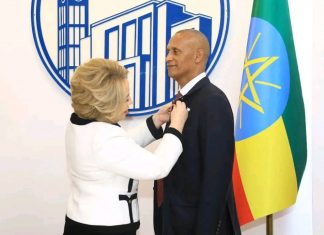 የፌዴሬሽን ምክር ቤት አፈጉባኤ አገኘሁ ተሻገር በሩሲያ ፌዴሬሽን ምክር ቤት የክብር ኒሻን ተሸለሙ።