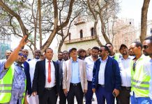 ርእሰ መሥተዳድር አረጋ ከበደ በጎንደር ከተማ ውስጥ የሚገነቡ የልማት ሥራዎችን እየተመለከቱ ነው።