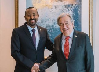 ጠቅላይ ሚኒስትር ዐቢይ አሕመድ (ዶ.ር) ከተመድ ዋና ጸሐፊ አንቶኒዮ ጉተሬዝ ጋር ተወያዩ።