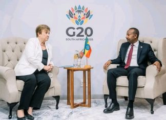 ጠቅላይ ሚኒስትር ዐቢይ አሕመድ (ዶ.ር) ከአይ ኤም ኤፍ ፕሬዝዳንት ክሪስታሊና ጂኦርጂየቫ ጋር ተወያዩ።