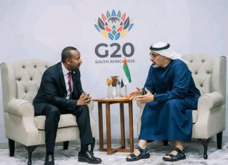 ጠቅላይ ሚኒስትር ዐቢይ አሕመድ (ዶ.ር) ከአቡዳቢ ልዑል አልጋ ወራሽ ሼክ ካሌድ ቢን መሐሙድ ቢን ዛይድ አልናህያን ጋር ተወያዩ።