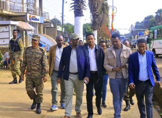 ከፍተኛ የሥራ ኀላፊዎች በዱር ቤቴ ከተማ የልማት ሥራዎችን ጎበኙ።