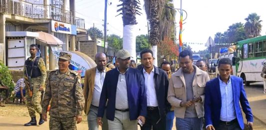 ከፍተኛ የሥራ ኀላፊዎች በዱር ቤቴ ከተማ የልማት ሥራዎችን ጎበኙ።
