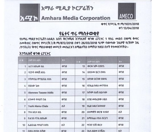 የፈተና ጥሪ ማስታወቂያ