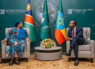 ጠቅላይ ሚኒስትር ዐቢይ አሕመድ ( ዶ.ር) ከናሚቢያ ፕሬዝዳንት ኔቱምቦ ናንዲ ንዴትዋ ጋር ተወያዩ።