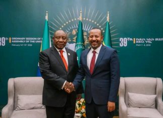 ጠቅላይ ሚኒስትር ዐቢይ አሕመድ ( ዶ.ር) ከደቡብ አፍሪካ ፕሬዝዳንት ሲሪል ራማፎሳ ጋር ተወያዩ።