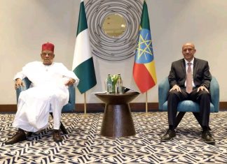 ኢትዮጵያ እና ናይጄሪያ በትብብር ሊሰሩባቸው በሚችሏቸው የሁለትዮሽ ትብብር መስኮች ዙሪያ ዛሬ ከናይጄሪያ ፌዴራል ሪፐብሊክ ምክትል ፕሬዝዳንት ሴናተር ካሺም ሼቲማ ጋር ተወያይተናል።